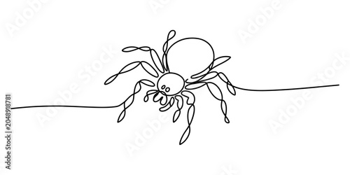 Foto Single line drawing of a spider with eight legs and two eyes, minimalist art sty