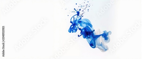 vibrant blue and white ink ...
