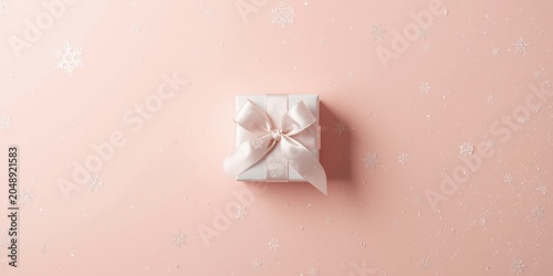 White gift box with ribbon ...
