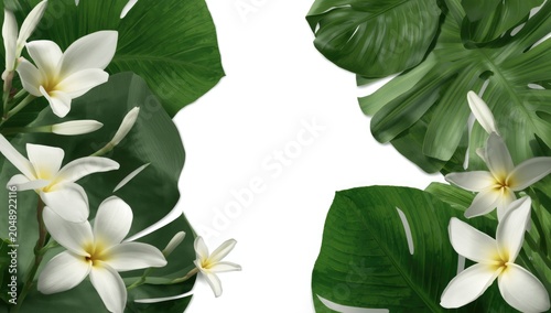 White plumeria flowers isol...