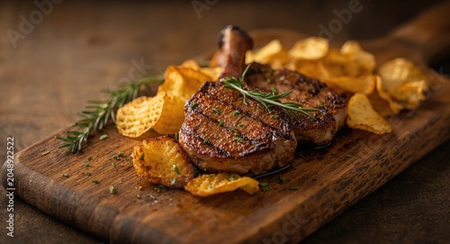 Grilled pork chops paired w...