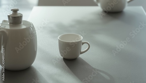Simple white ceramic cup an...