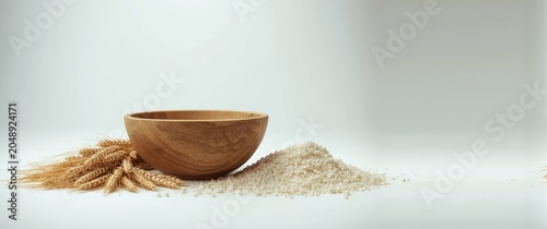 Wooden bowl with wheat stal...