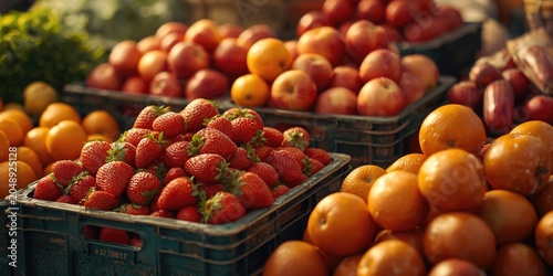 Ripe strawberries showcased...