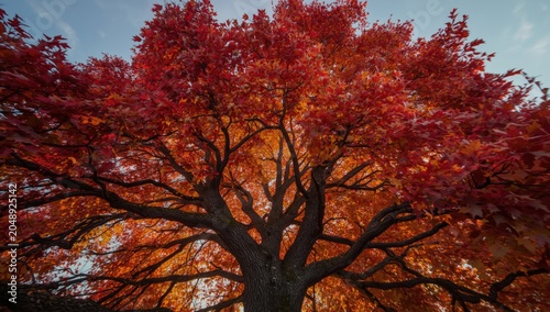 Red leafed oak tree display...