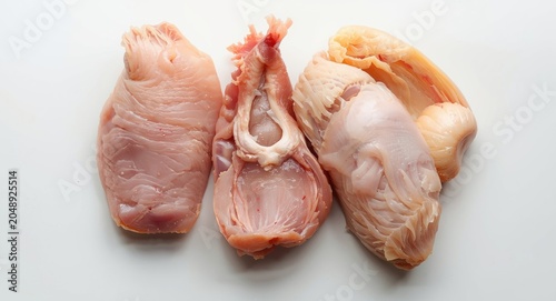 Raw chicken giblets and tur...