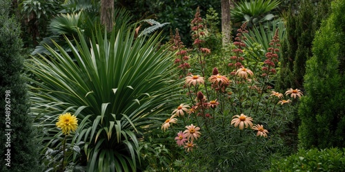 Tropical plants and bloomin...
