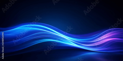 Obraz na płótnie Abstract glowing blue and purple waves of light flow and blend against a dark background, creating a mesmerizing and futuristic visual effect