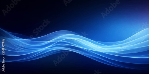 Photography Abstract blue light waves flow gracefully across a dark background, creating a sense of fluid motion and modern elegance