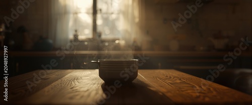 Warm kitchen setting with w...