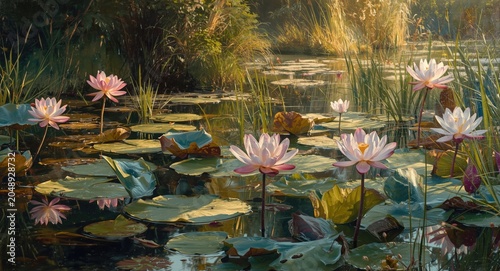 Oil painting of vibrant lot...