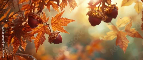 Panel kuchenny z motywem Whimsical leaf sculptures mimicking chestnuts in autumn colors