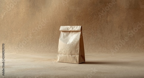 Minimalist paper bag on tex...