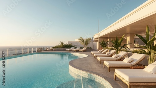 Stylish open sky lounge wit...