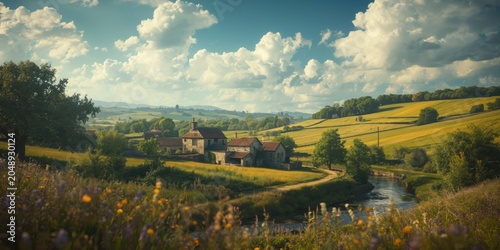 Lush farmland and idyllic v...