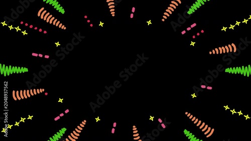 Cute Doodle Radial Lines Background on Alpha Channel - vivid color