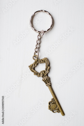 old key on white background