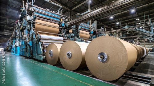 Large paper rolls dominate the industrial floor