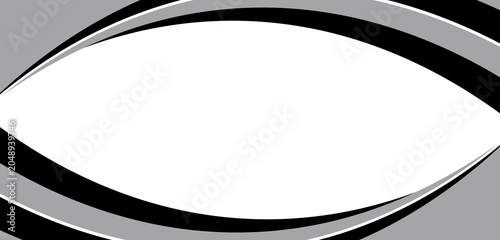 Fotografia Dynamic wave pattern featuring graceful black and grey curves on a bright white background