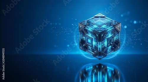 Abstract Digital Cube for AI Blockchain Big Data and Cybersecurity Technology