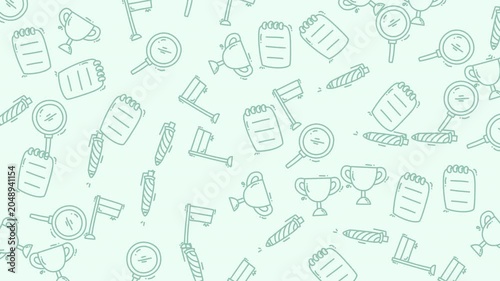 Seamless Pattern Background Of Book Club Icons With Coffee Mugs And Speech Bubbles In Soothing Teal Tones