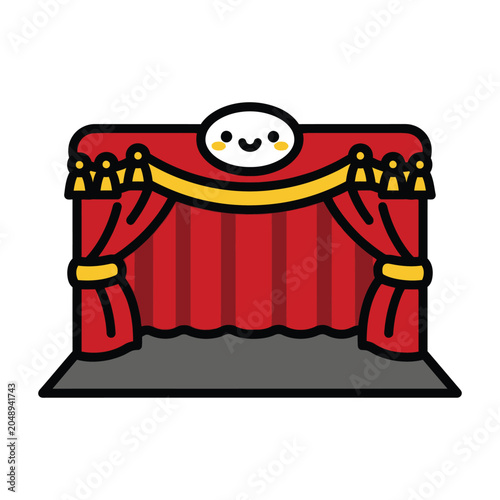 Schilderij op canvas Cute Stage With Red Curtains Illustration