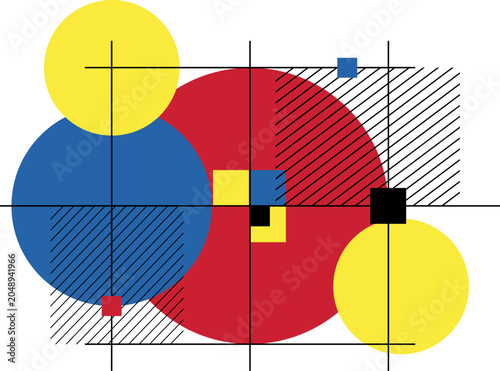 Bild auf Leinwand Modern artistic artwork: geometric shapes with elements of constructivism and hatching