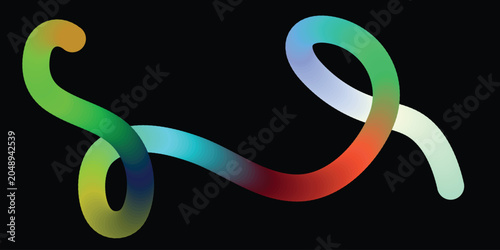 Konstfotografi Colorful flowing tube on black background with gradient colors.