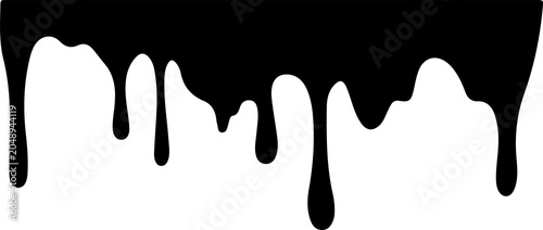 Black paint drip pattern isolated on transparent background