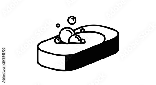 Valokuva Bar of Soap with Bubbles - Simple Line Art Icon