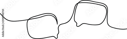 Quadro su tela Speech bubbles outline icon with curvy lines connected communicative symbols for