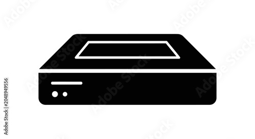 Konstfotografi Black Set Top Box Icon on White Background