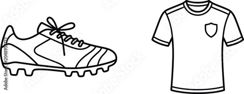 Photos Black line drawing of soccer shoe and shirt