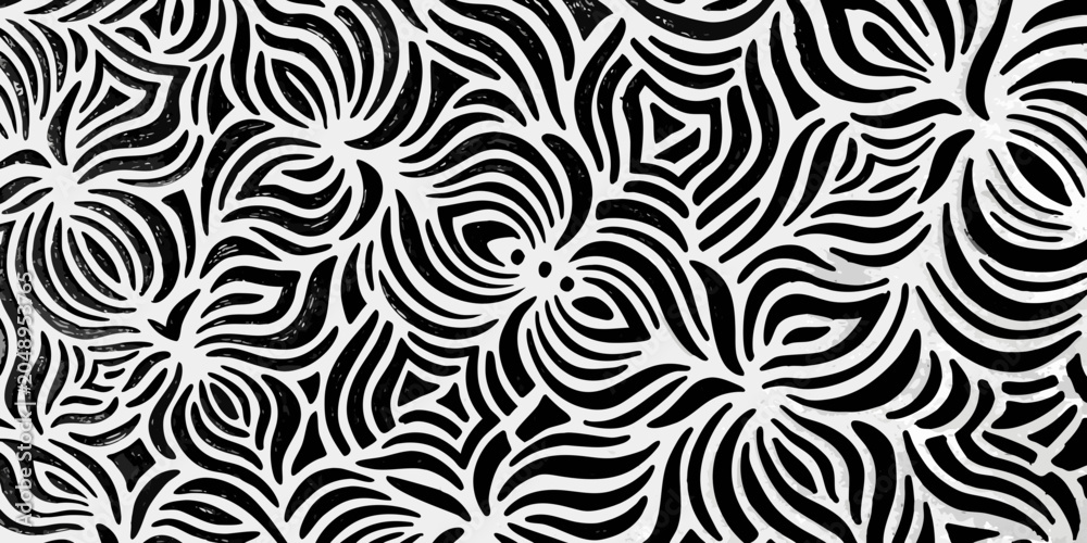 Fototapeta premium Abstract Swirl Pattern Black And White Vector Illustration