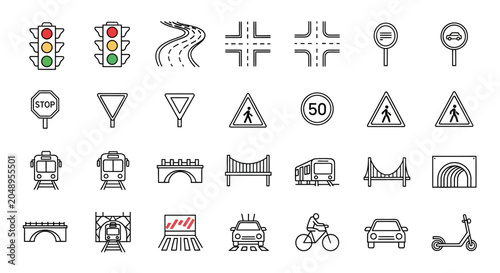 Photography Traffic road signs and symbols icons.