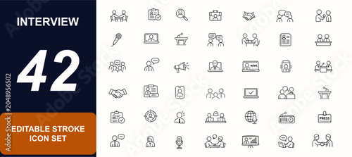 Tableau sur toile Interview editable line icon set