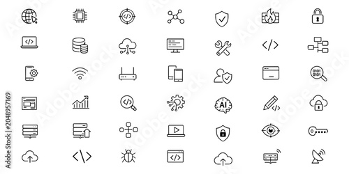 Tableau sur toile Online computing web icons in line style