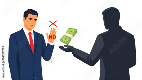 Foto Business professional handing over a rejected document to a colleague Vector