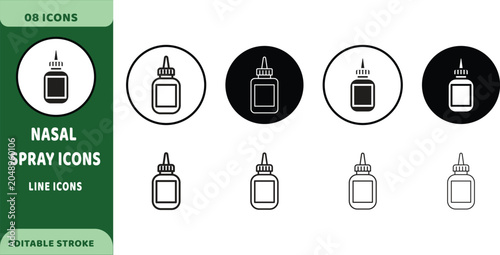 Foto Nasal spray and nose vector icons