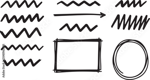 Photos hand drawn ink paint stroke collection scribble brush line underline swirl cross
