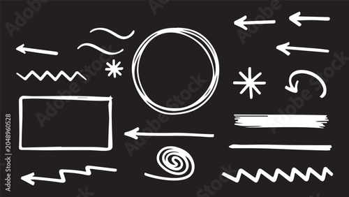 Foto hand drawn ink paint stroke collection scribble brush line underline swirl cross