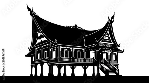 Traditional Asian Temple Architecture Design.