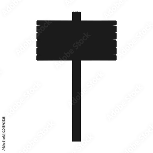 Weathered Wooden Rectangle Signpost Silhouette Icon