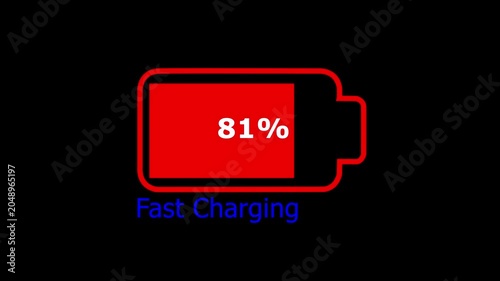Fast charging icon and dark background 4k motion video animation.