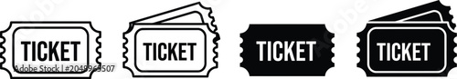 Collection of ticket icons in various styles