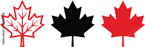 Canadian maple leaf logos in red and black