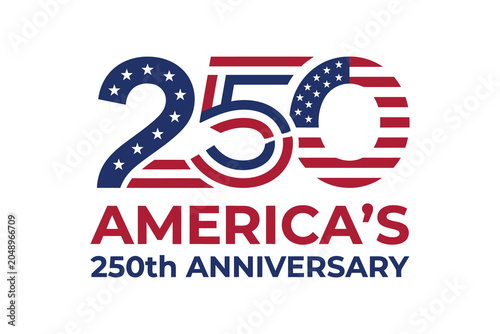 Americas 250th anniversary semiquincentennial logo isolated on white background