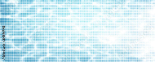 An abstract background of clear blue water ripples and waves on a clean swimming pool surface with liquid texture and summer sun reflections