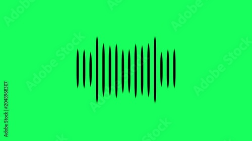 Abstract animation of black and white sound wave equalizer. Animation. Audio spectrum simulation for music, computer calculating, futuristic, ads, animation.Green background.