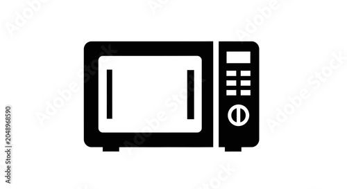Photos Microwave Oven Icon - Simple Black Silhouette on White Background